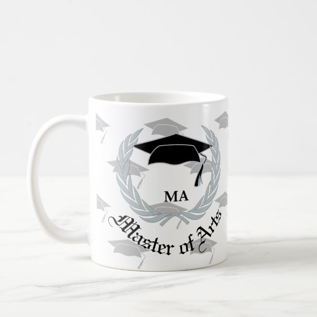 Silver Wreath Master Arts Graduation Celebration Coffee Mug (Left)