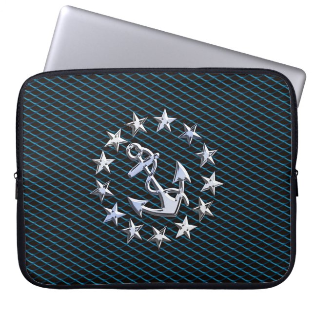 Silver Yacht Flag Laptop Sleeve (Front)