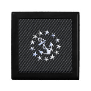 Silver Yacht Naval Flag on Charcoal Grille Gift Box