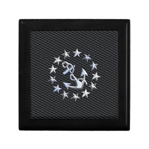 Silver Yacht Naval Flag on Charcoal Grille Gift Box