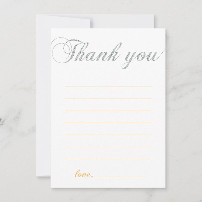 Silver & Yellow | Modern Girl Party Thank You Note (Front)