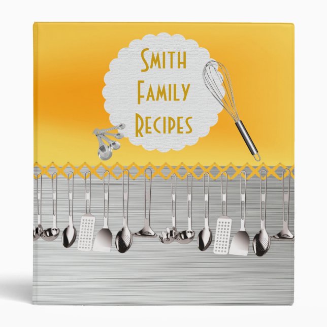 Silver & Yellow Modern Recipe Binder (Front)