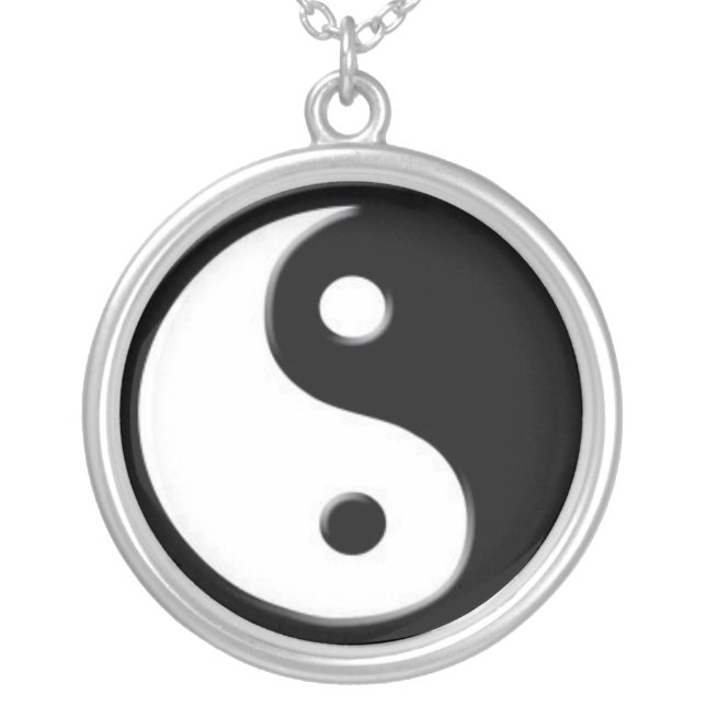 Silver Yin Yang Symbol Pendant Necklace (Front)