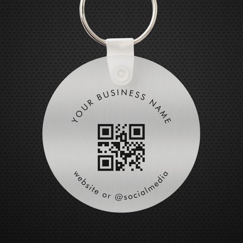 Silver  Your Custom Business Qr Code Scan Keychain