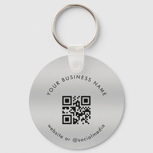 Silver  Your Custom Business Qr Code Scan Keychain