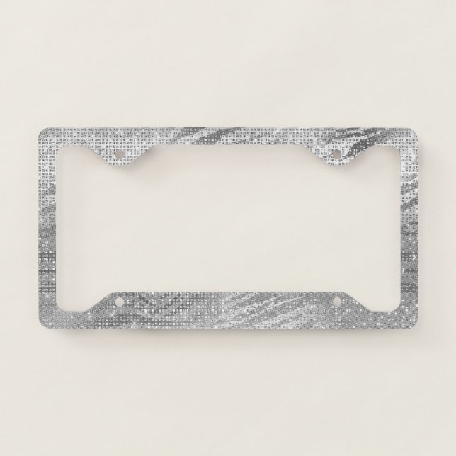 Silver Zebra Animal Sparkle License Plate Frame (Front)