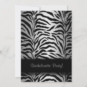 Silver Zebra Bachelorette Party Invitations