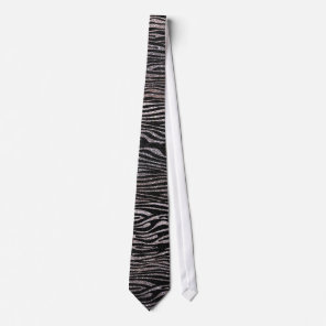 Silver zebra stripe pattern (faux glitter bling) tie