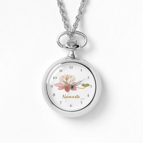  Silver Zen Pink Namaste Pink Flower Spiritual Watch