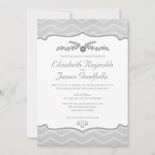 Silver Zigzag Wedding Invitations