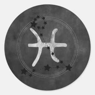 Silver zodiac Pisces twin fish astrology journal Classic Round Sticker