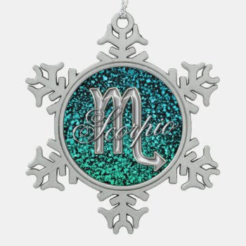 Silver Zodiac Sign Scorpio Snowflake Ornament by UROCKSymbology at Zazzle