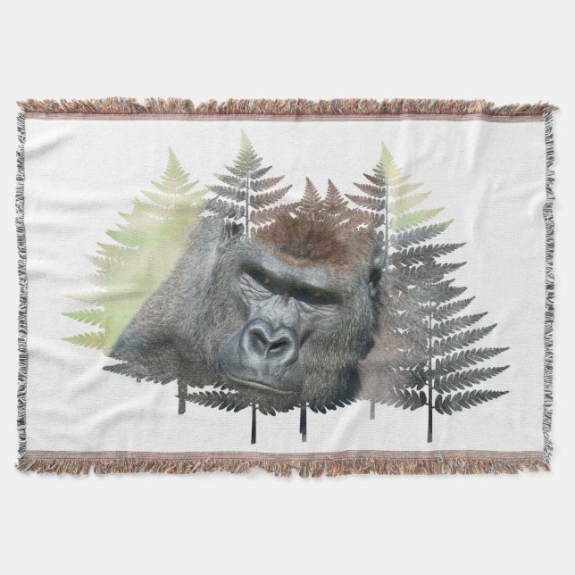 Silverback Emerging from the Trees Throw Blanket (Front)