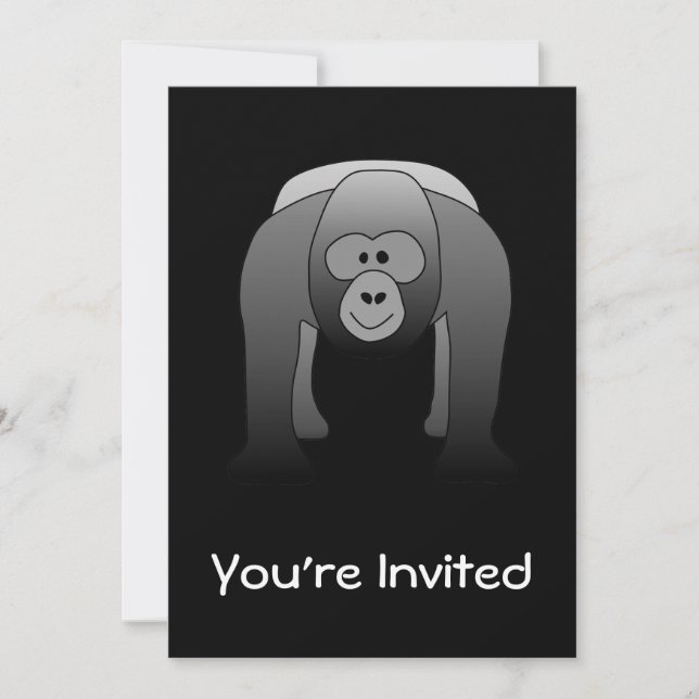 Silverback Gorilla Cartoon Invitation (Front)