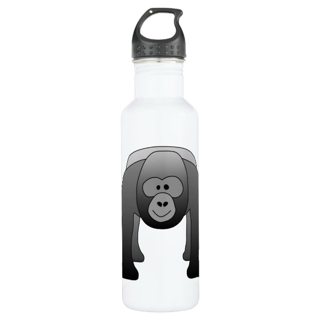 Silverback Gorilla Cartoon Stainless Steel Water Bottle (Front)