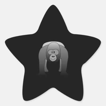 Silverback Gorilla Cartoon Star Sticker