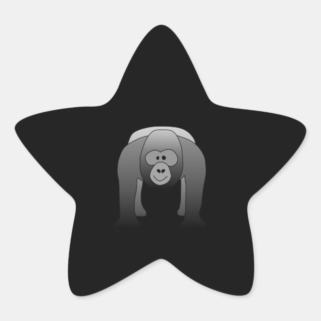 Silverback Gorilla Cartoon Star Sticker (Front)