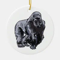 Powerful Dominant Male Gorilla Sits On A Background Of Stones An #1 Throw  Pillow