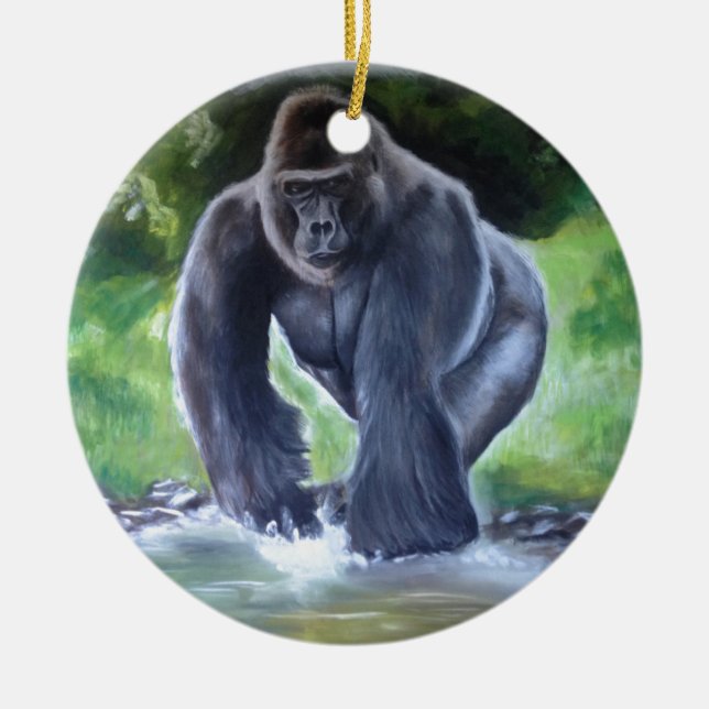 Silverback Gorilla Ceramic Ornament (Front)