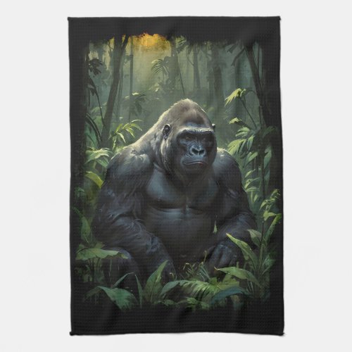 Silverback Gorilla in Rwandan Jungle Kitchen Towel