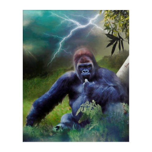 SILVERBACK GORILLA  JUNGLE ENLIGHTENMENT ACRYLIC PRINT