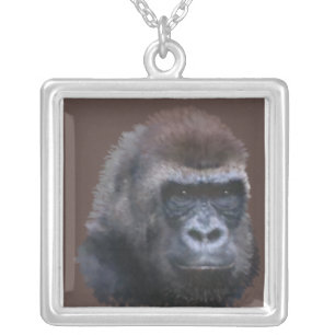Silverback Gorilla Silver Plated Necklace