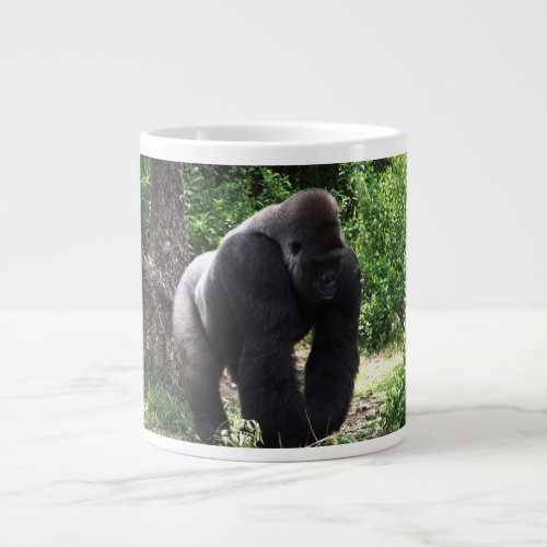 Silverback Male Gorilla walking head downjpg Giant Coffee Mug