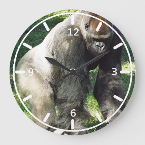 Silverback Male Lowland Gorilla Standing Up Large Clock