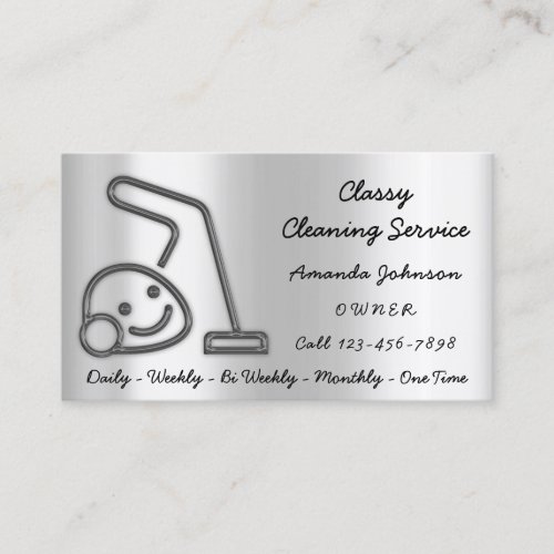 SilverClassy Cleaning Services Maid Vacuum Cleaner Business Card