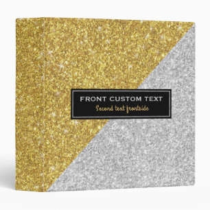 Silvere & Gold Glitter Geometric Design Binder