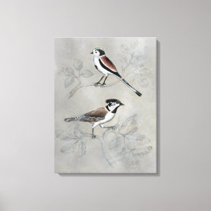 Silvered Aviary   A Pair Canvas Print