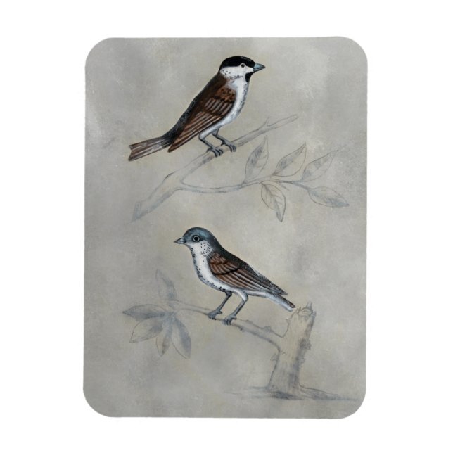 Silvered Aviary | A Pair Of Birds Magnet (Vertical)