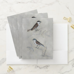 Silvered Aviary A Pair Of Birds Pocket Folder