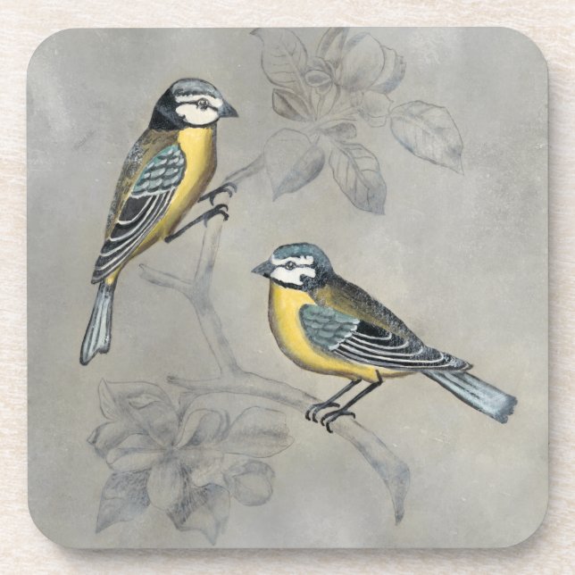 Silvered Aviary | Bird Couple Beverage Coaster (Front)
