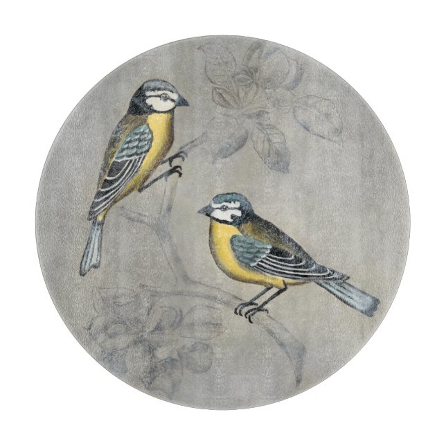 Silvered Aviary | Bird Couple Cutting Board (Front)