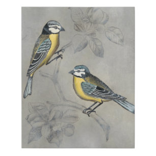 Silvered Aviary Bird Couple Faux Canvas Print