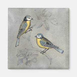 Silvered Aviary Bird Couple Magnet