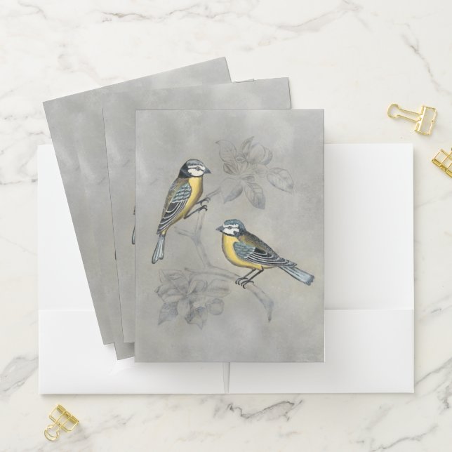 Silvered Aviary | Bird Couple Pocket Folder (In Situ)