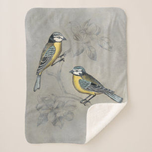 Silvered Aviary Bird Couple Sherpa Blanket