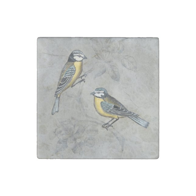 Silvered Aviary | Bird Couple Stone Magnet (Front)
