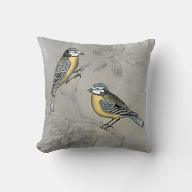 Silvered Aviary | Bird Couple Throw Pillow (Front)