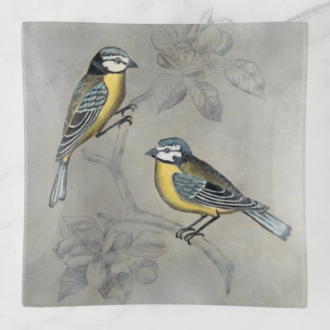 Silvered Aviary | Bird Couple Trinket Tray (Front)