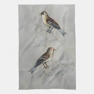 Silvered Aviary   Two Birds Kitchen Towel