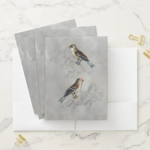 Silvered Aviary Two Birds Pocket Folder