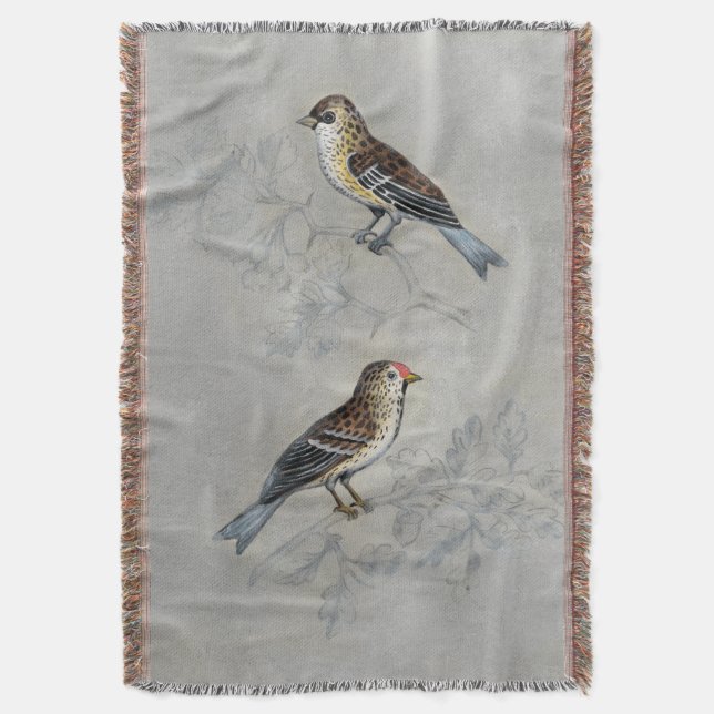 Silvered Aviary | Two Birds Throw Blanket (Front Vertical)