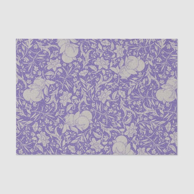 Silvered Peaches on Violet Purple Ground Tissue Paper (Front)