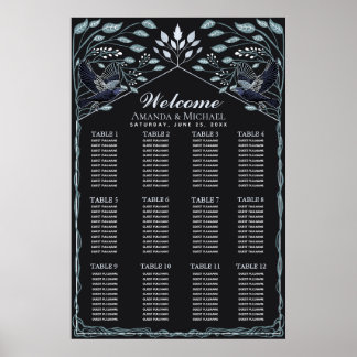 SilverEnchanted Gothic Raven Wedding Seating Chart