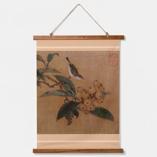 Silvereye bird and loquats Hanging Tapes Hanging Tapestry