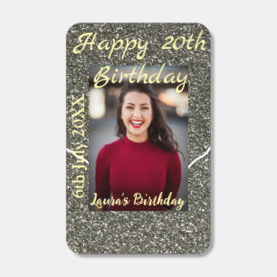 Silverglitter photo 20th birthday add name date matchboxes