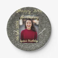 Silverglitter photo 20th birthday add name date